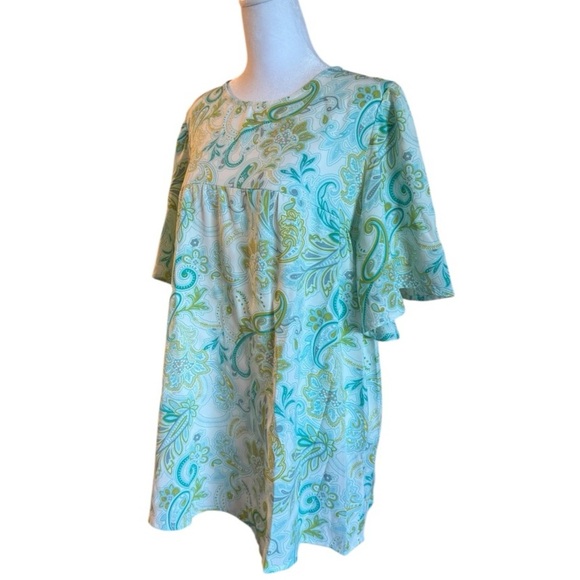 Dokotoo Boho Paisley Print Blouse Size L NWT Flutter Sleeve Tunic Top - Picture 3 of 7